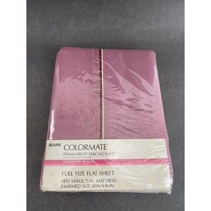 NOS Vintage Sears Perma Prest Percale Colormate Full Flat Sheet  81x 96 Clover